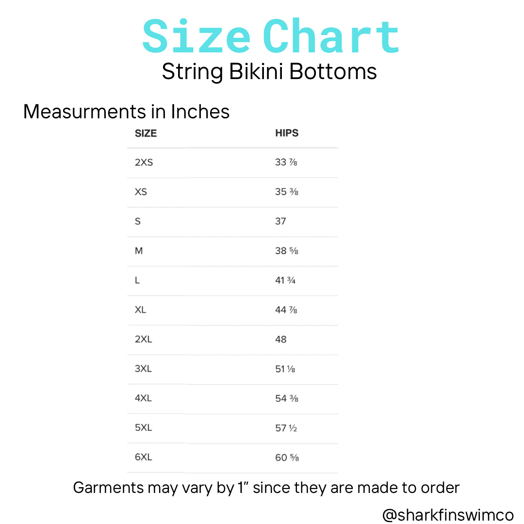 String bikini bottom size chart