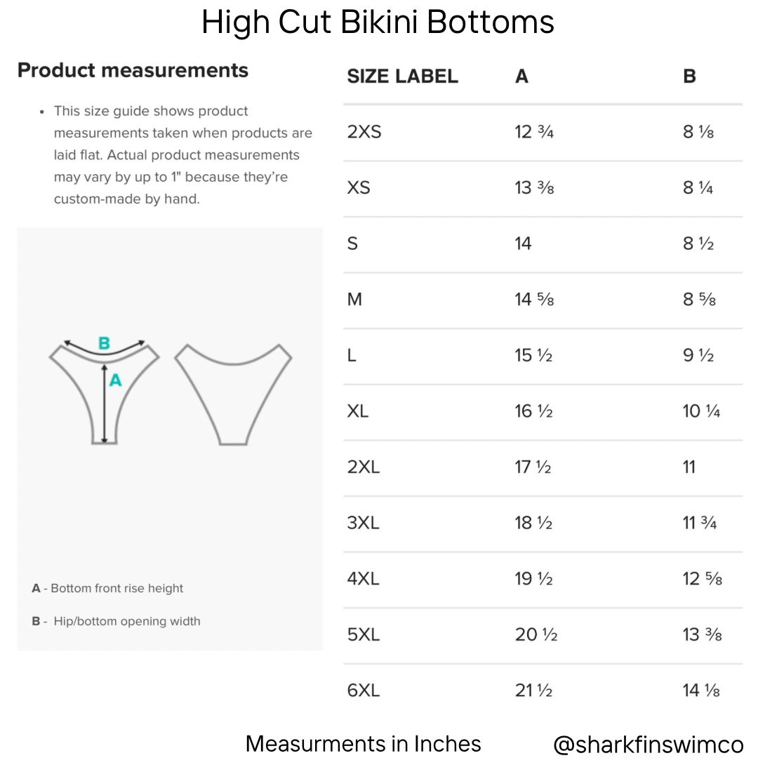 High cut bikini bottom product measurements