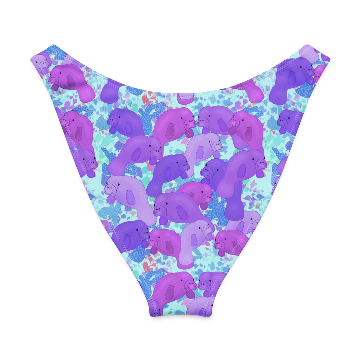 Purple manatees and blue color pops high cut bikini bottom 
