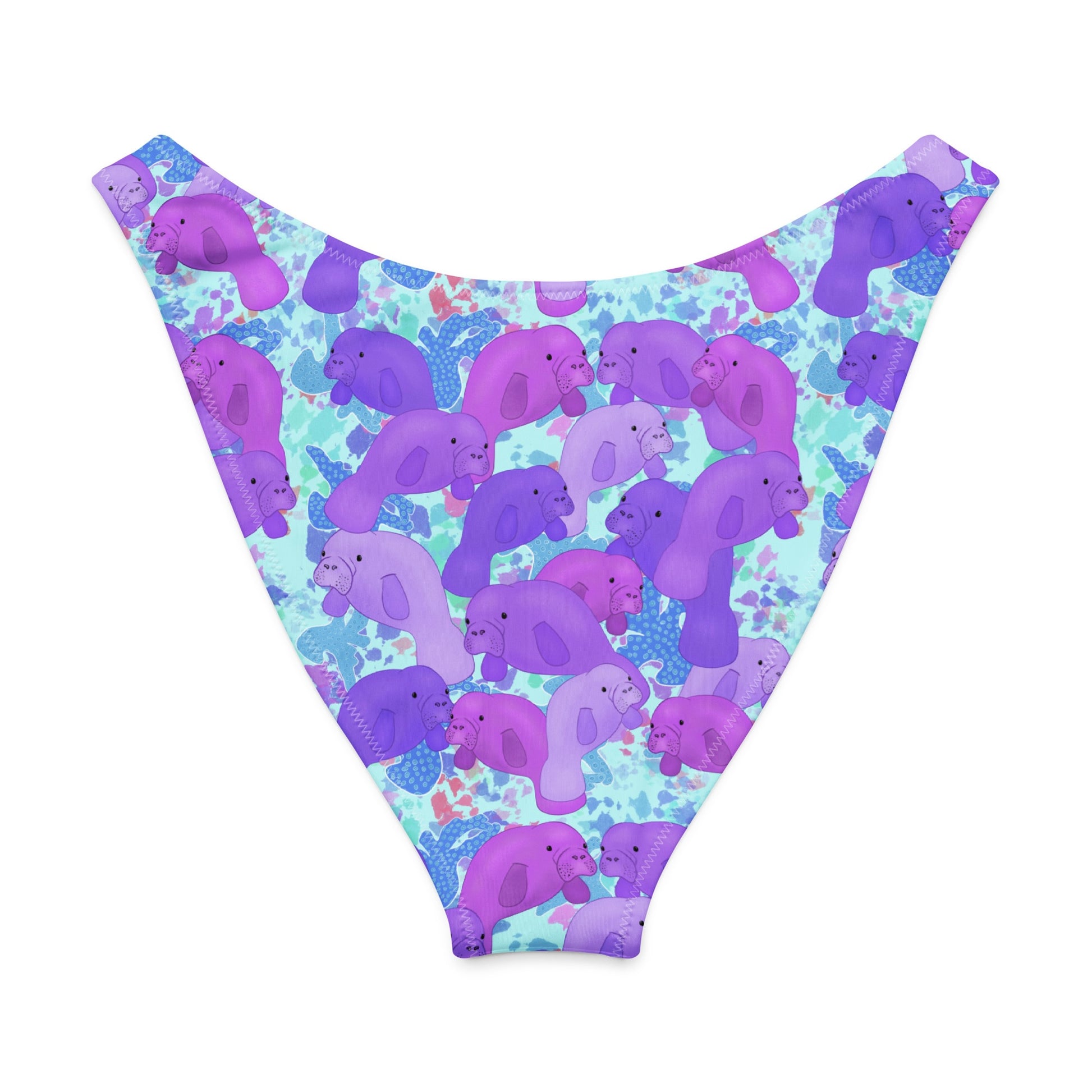 Purple manatees and blue color pops high cut bikini bottom 