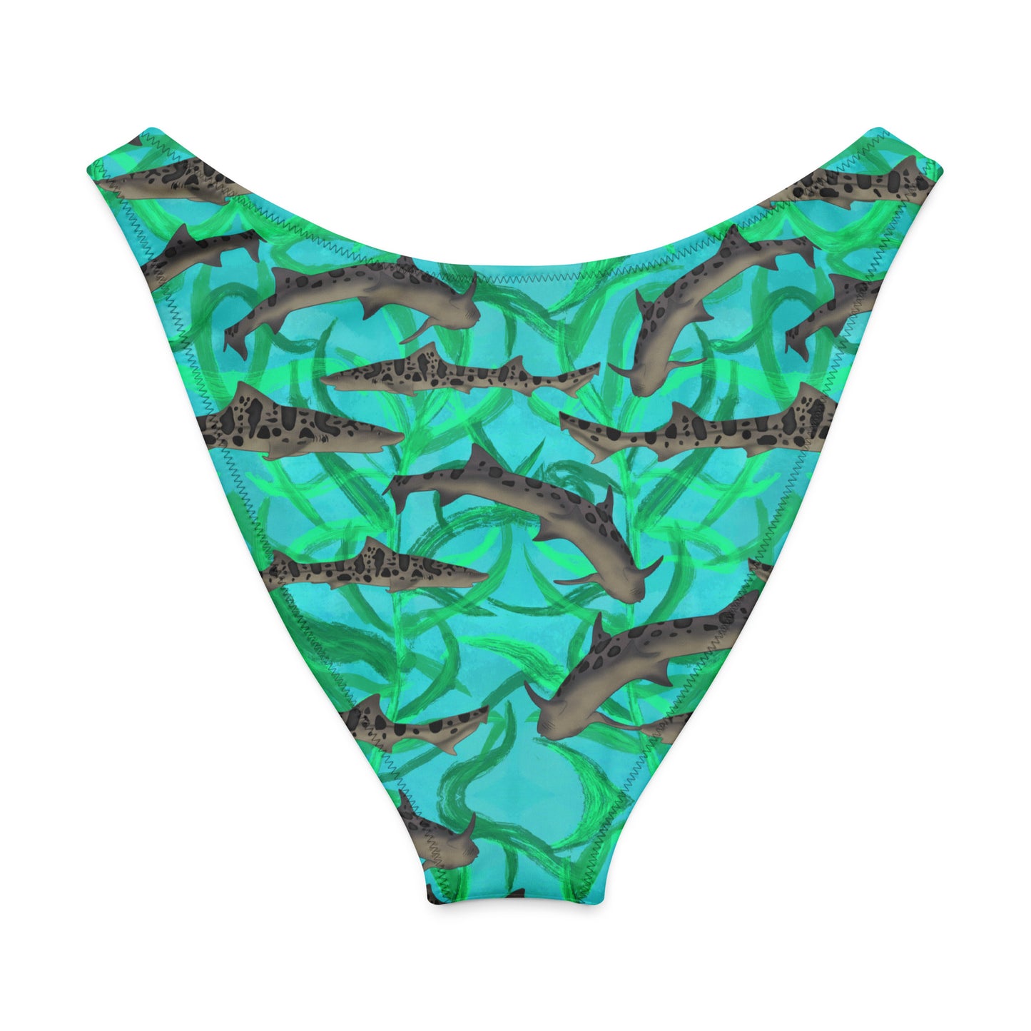 Green and blue leopard Shark high cut bikini bottoms 