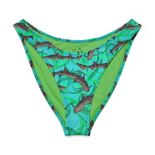 Green and blue leopard Shark high cut bikini bottoms 