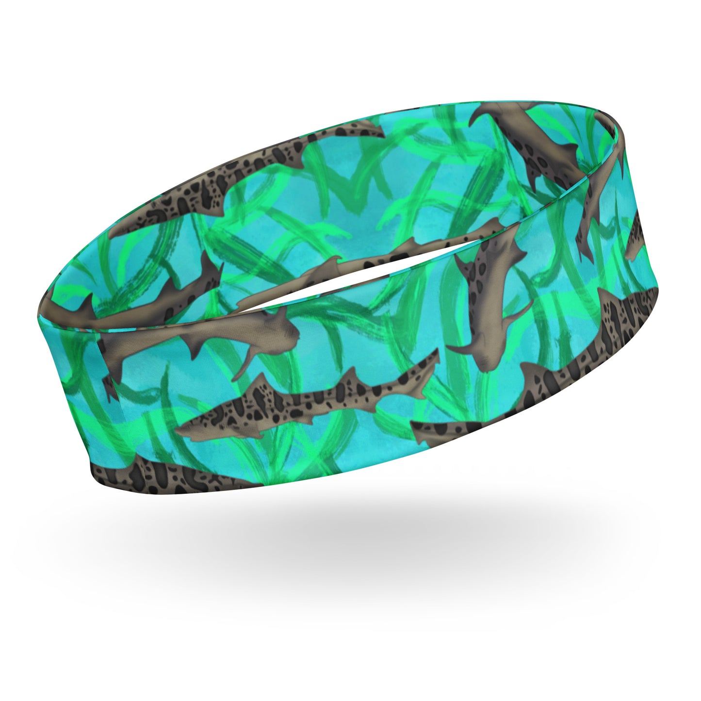 Blue and green leopard Shark print headband 