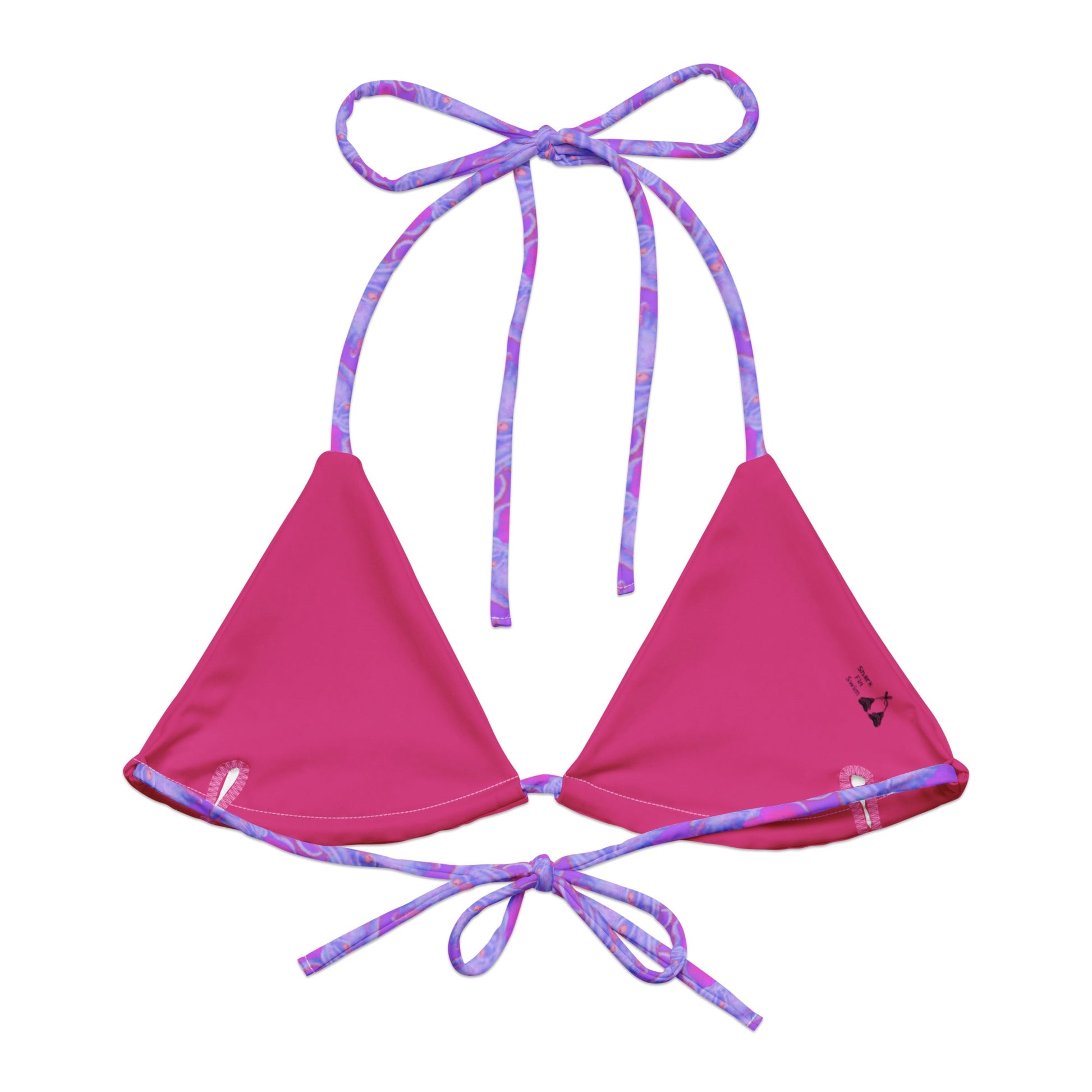 Purple and hot pink colorful octopus eco string bikini top