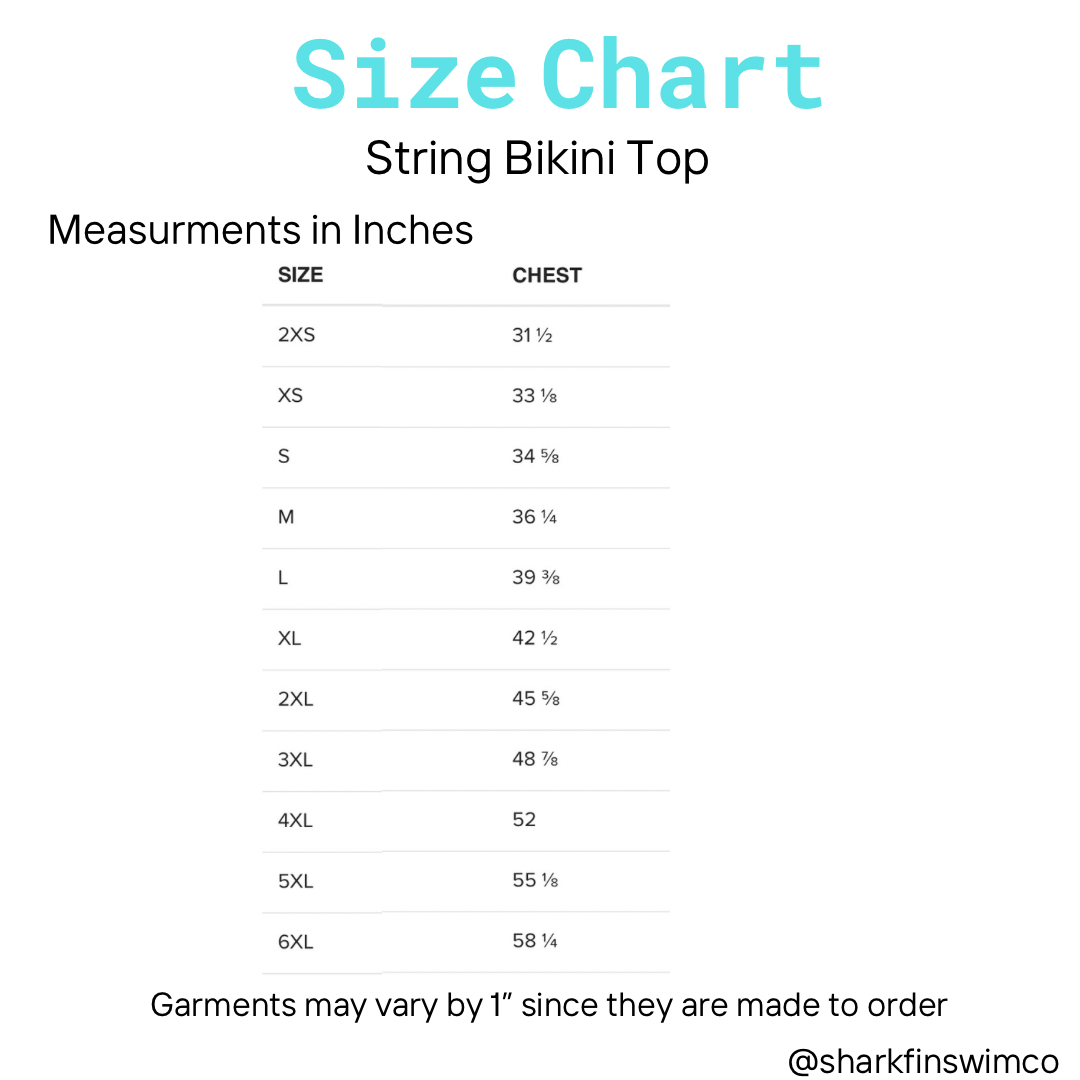 String bikini top size chart 