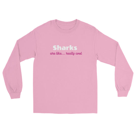 sharks are like really cool rainbow whale shark pink long sleeve eco t shirt 
