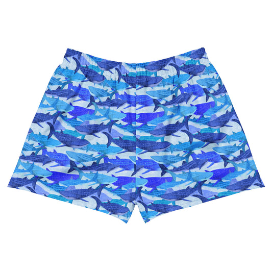 Blue glitter whale sharks eco unisex shorts 