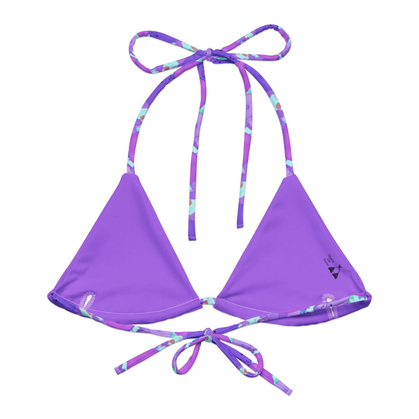 Purple manatees with blue color pops string bikini top 