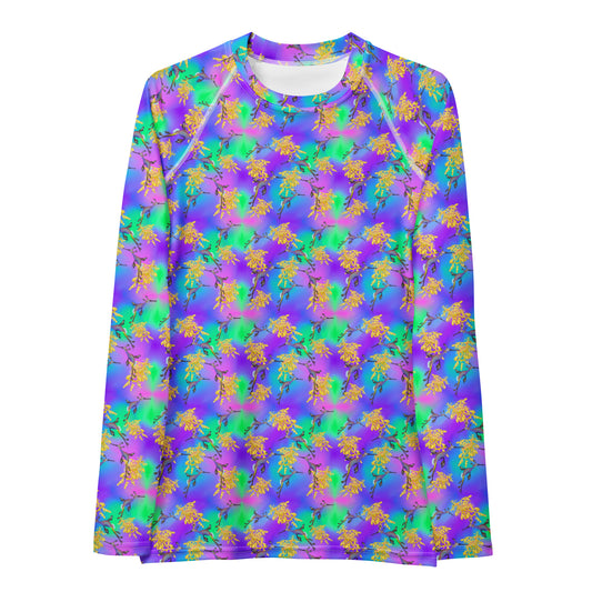 Purple and green long sleeve rashguard with sea dragons 