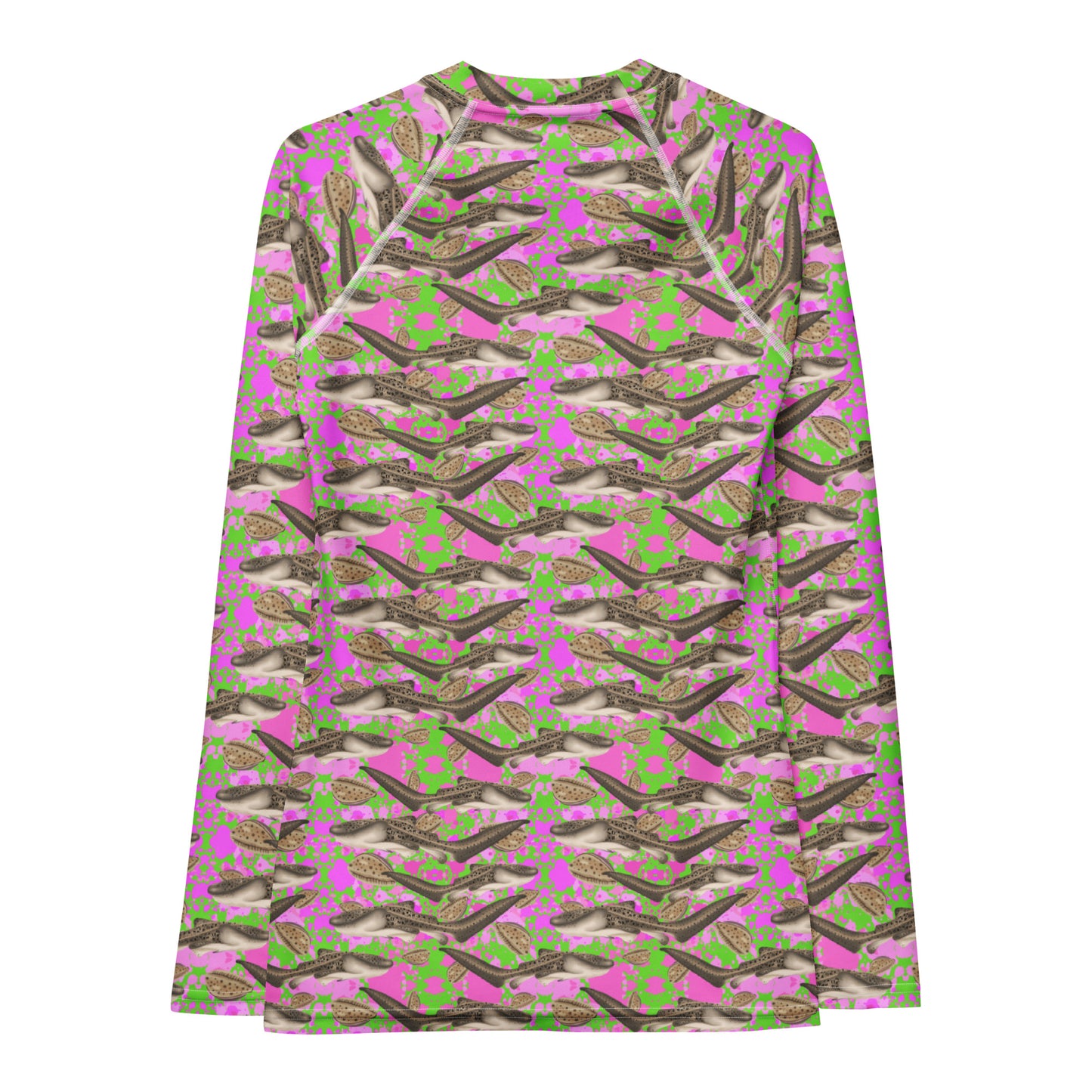 Green and pink bike shorts with zebra sharks 