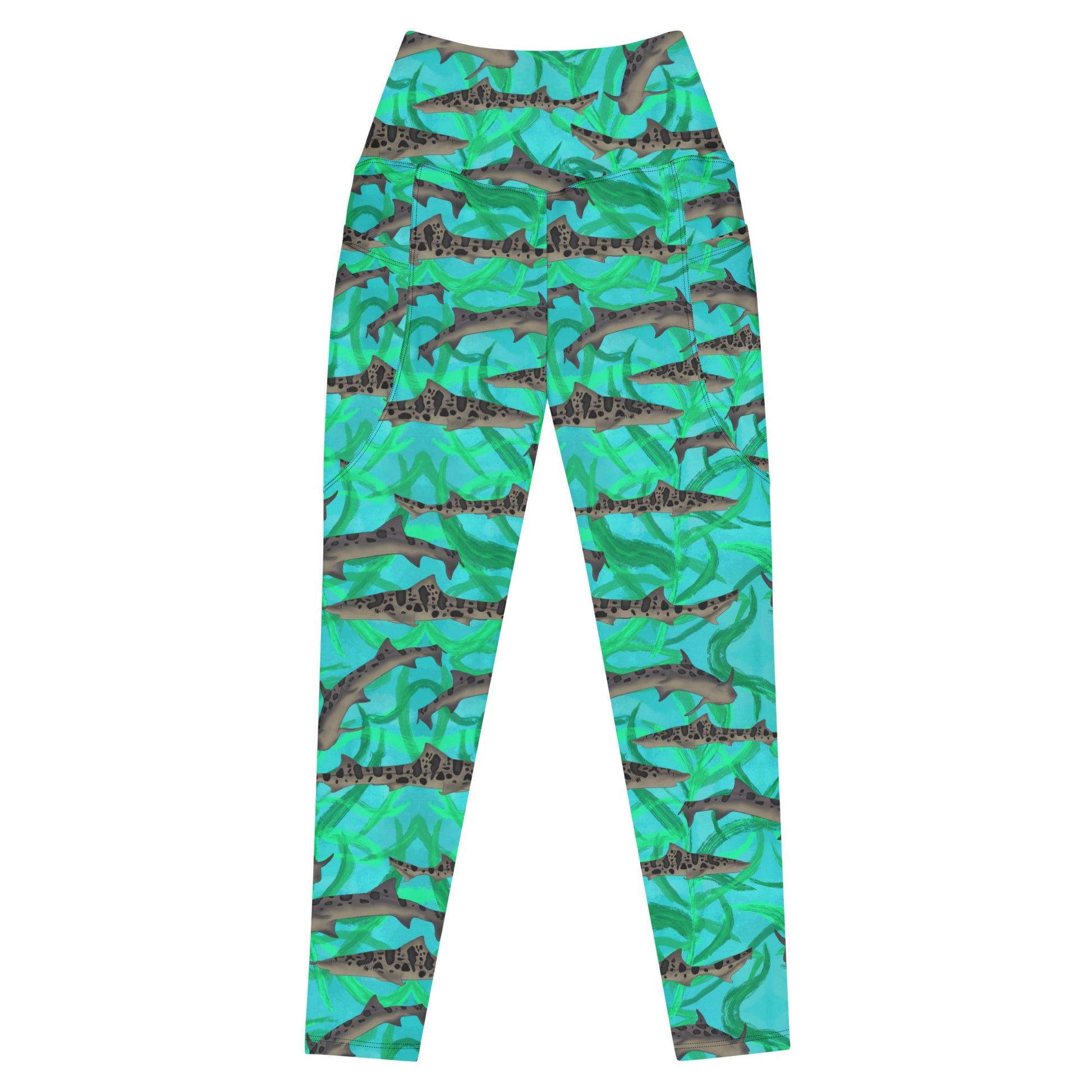 Green and blue leopard Shark leggings 