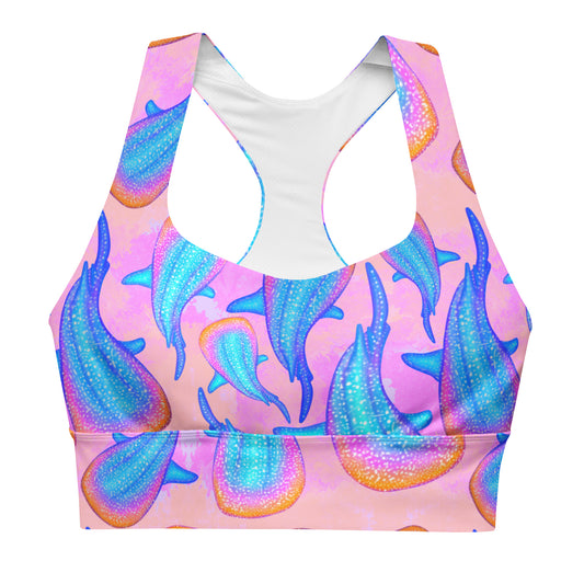 Pink sports bra with rainbow whale sharks 