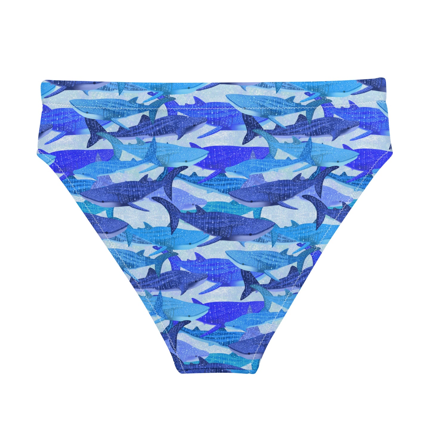 Blue glitter whale sharks background eco high waisted bikini bottom 