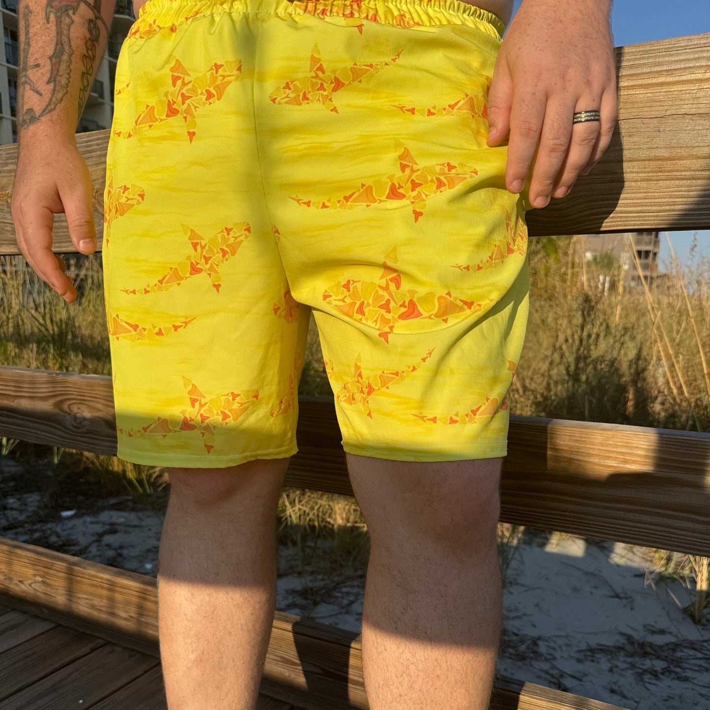 Sunny bite shark tooth sustainable swim trunks 