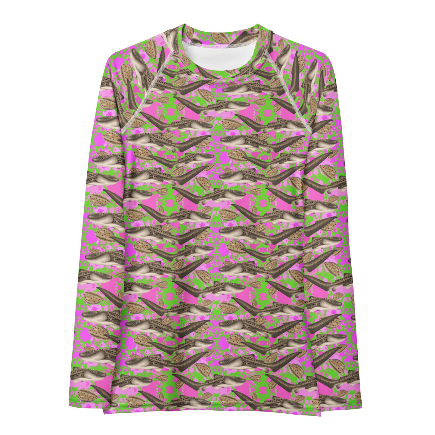 Green and pink bike shorts with zebra sharks 