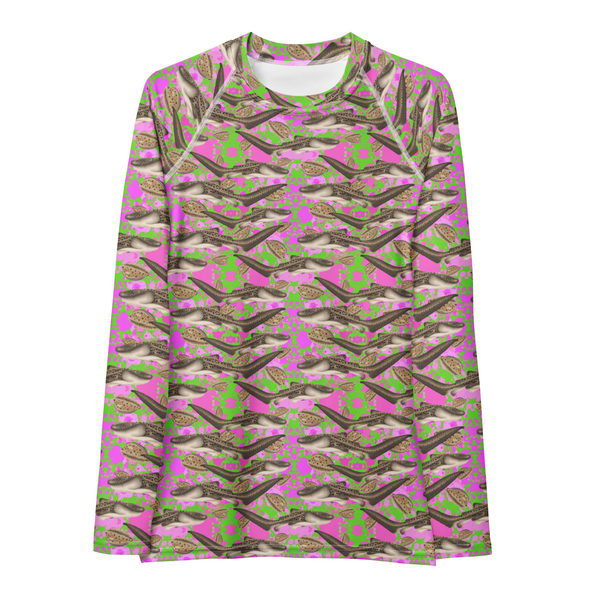 Green and pink bike shorts with zebra sharks 
