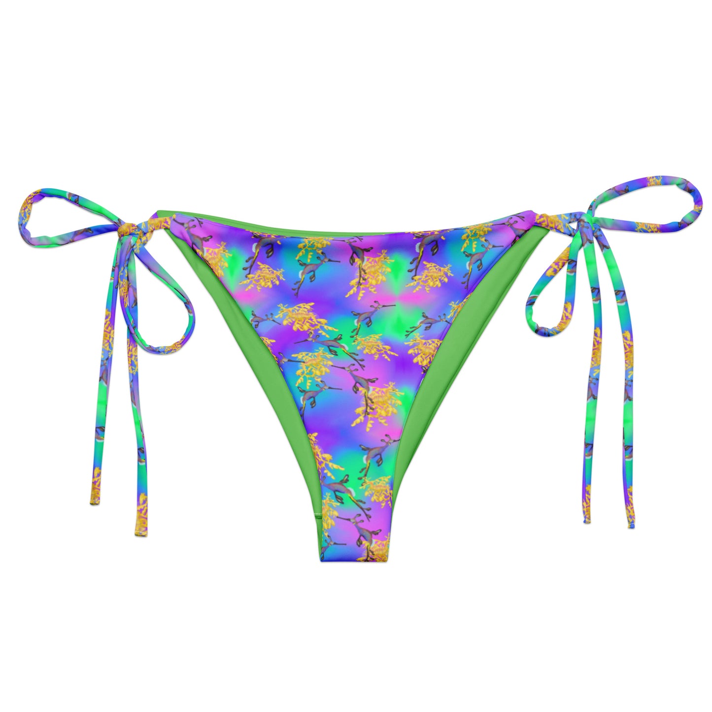 Purple and green string bikini bottom with sea dragons