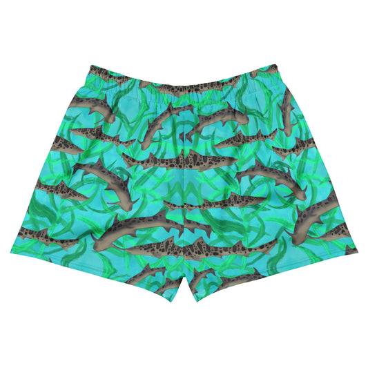 Green and blue leopard Shark swim shorts 