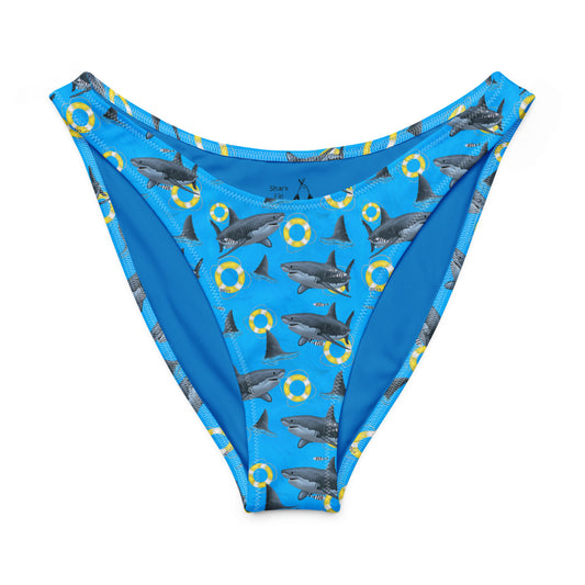 Blue great white shark bikini bottom with yellow floaties 