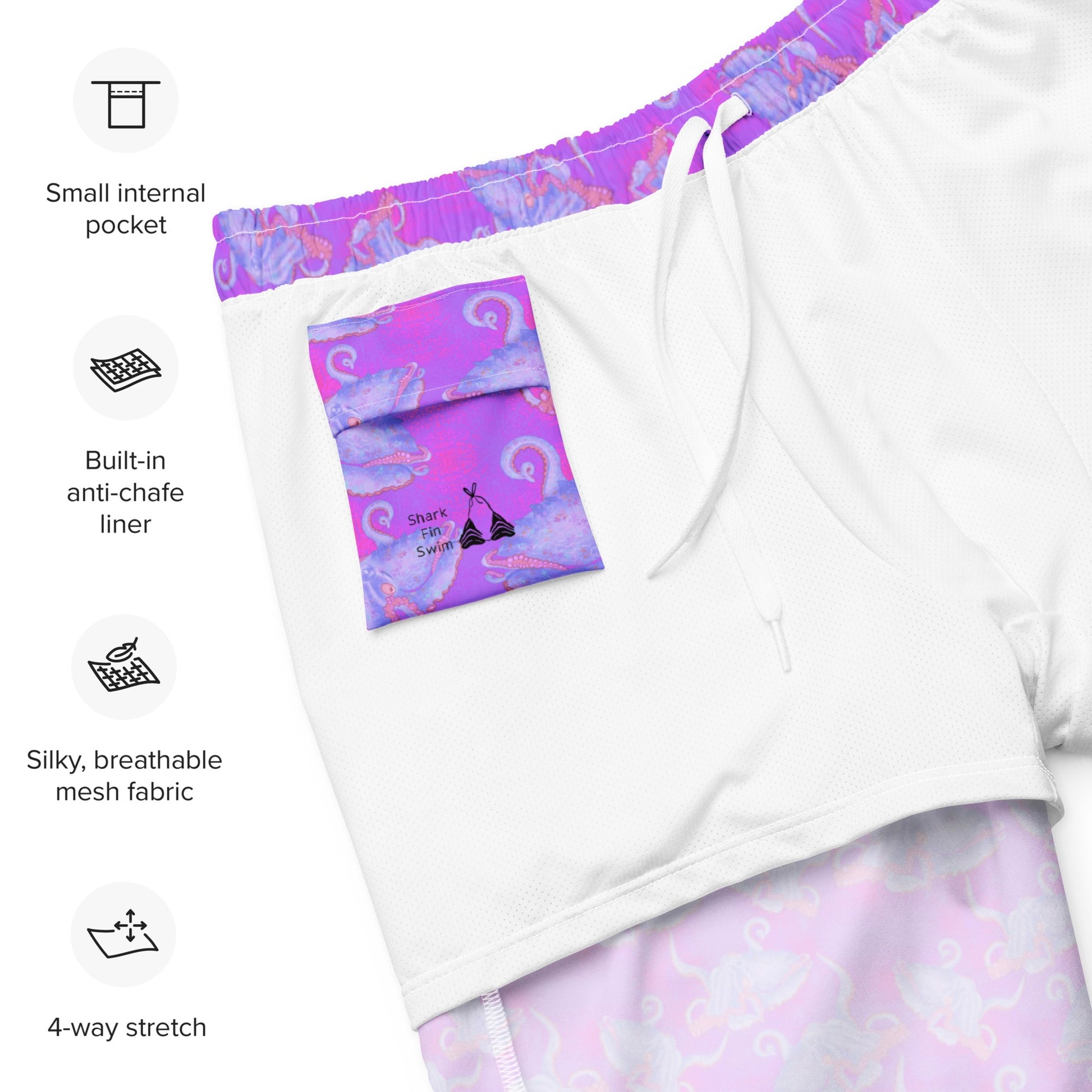 Purple and hot pink colorful octopus cropped eco rashguard 