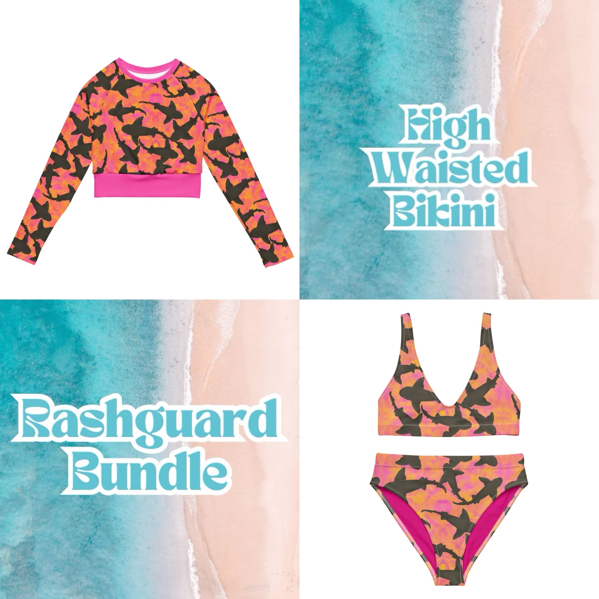 Compass cay nurse shark rashguard and high waisted bikini bundle 