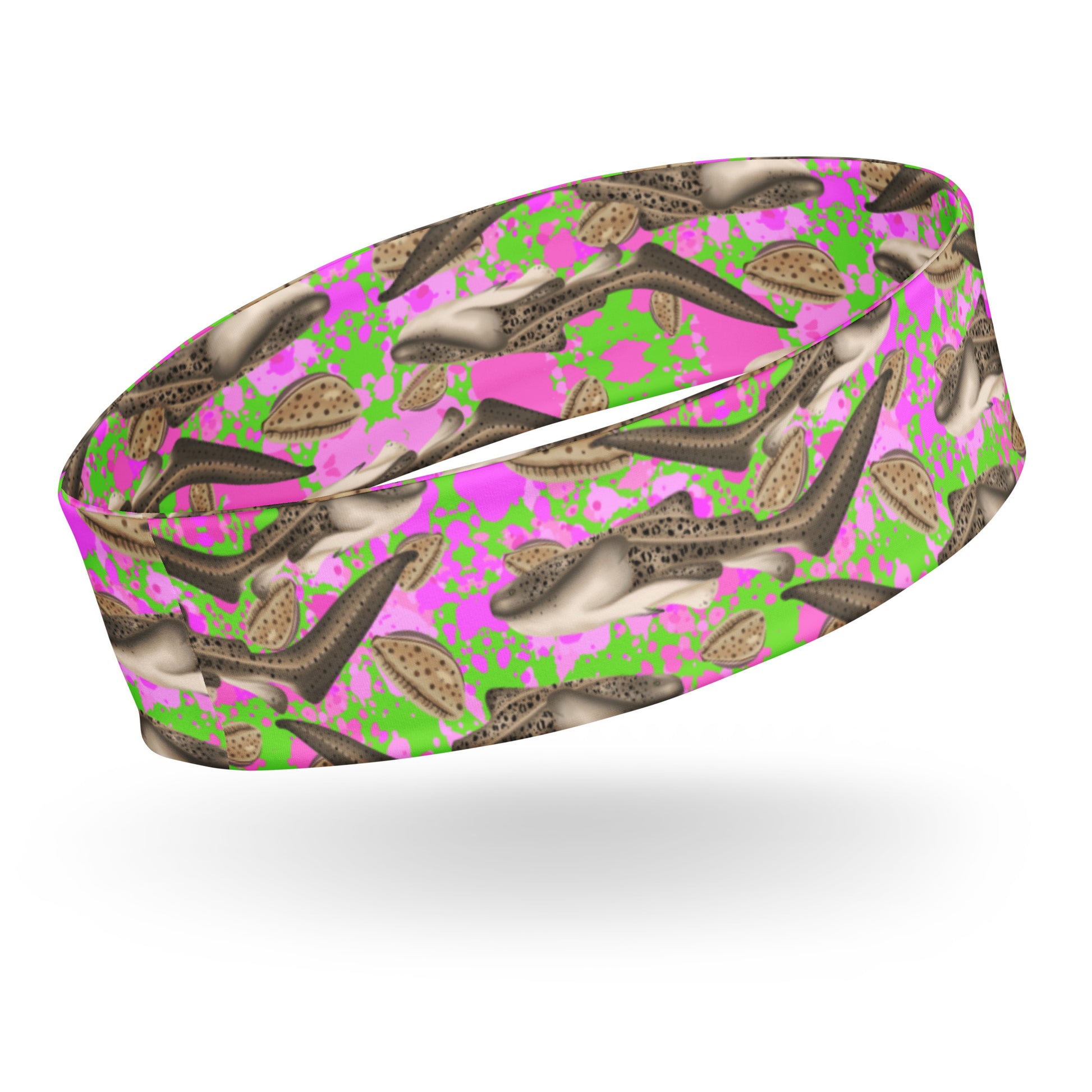 Pink and green zebra Shark headband 
