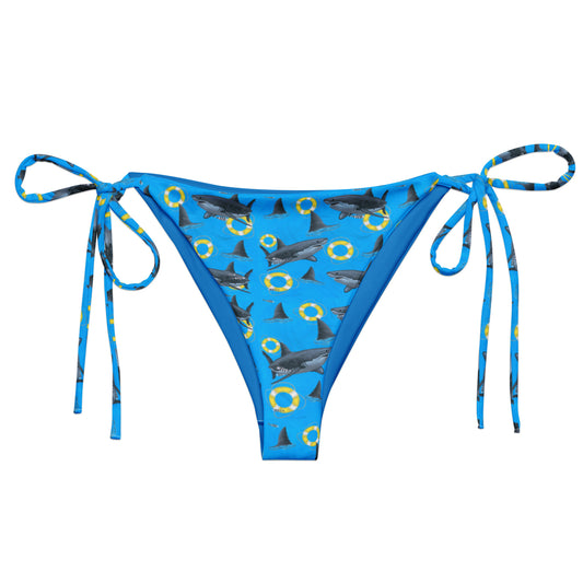Blue great white shark bikini bottom with yellow floaties 