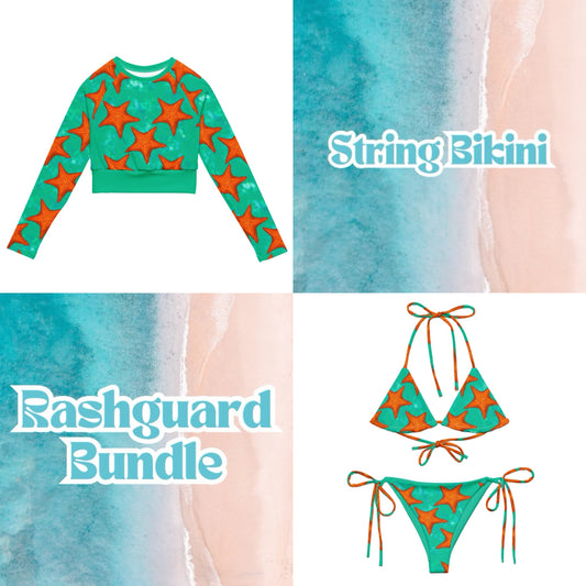 Starfish breeze rashguard and string bikini bundle 