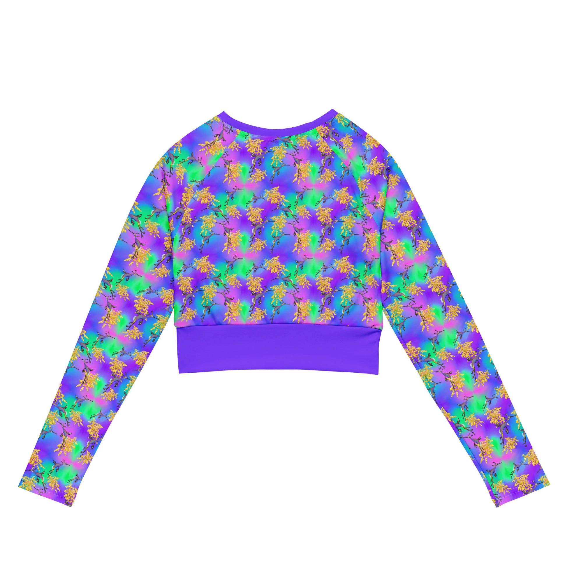 Green and purple cropped Rashguard with sea dragons 