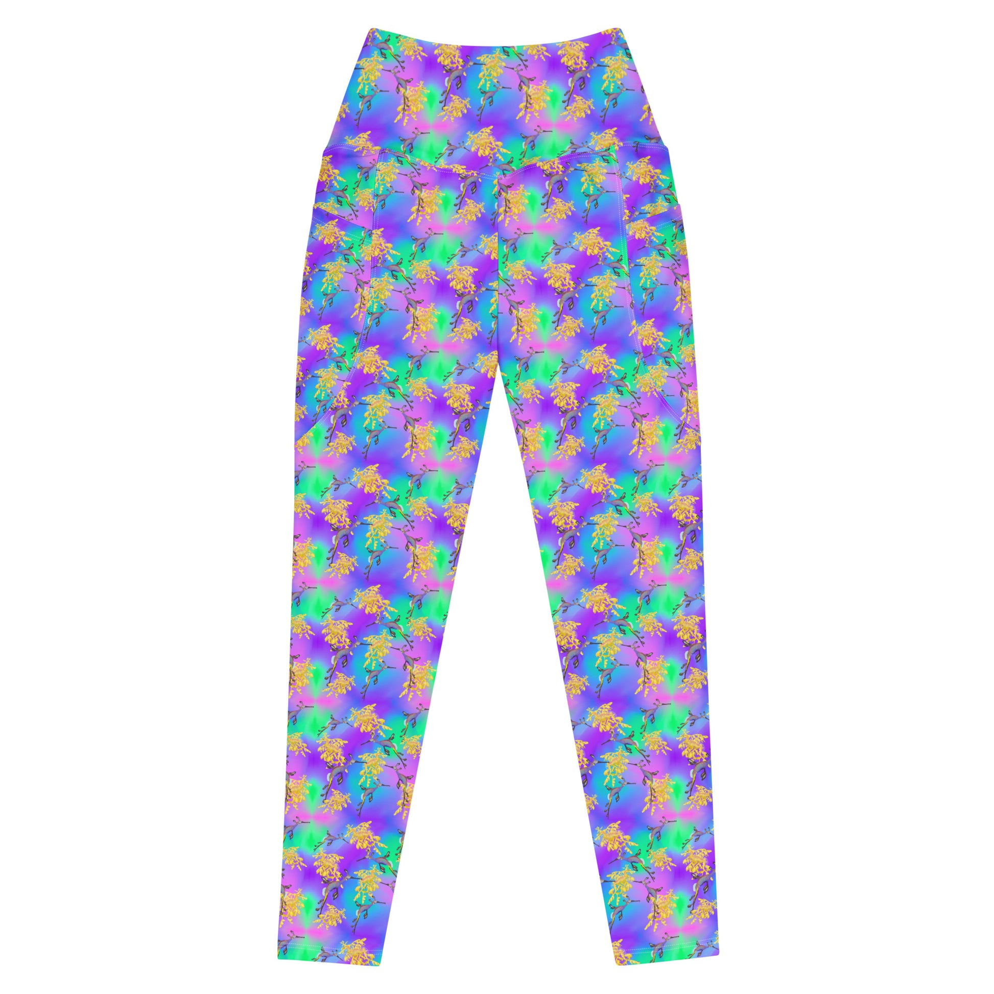 Green and purple dive leggings with sea dragons 