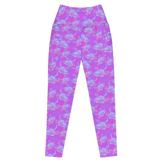 Purple and hot pink colorful octopus eco dive leggings 