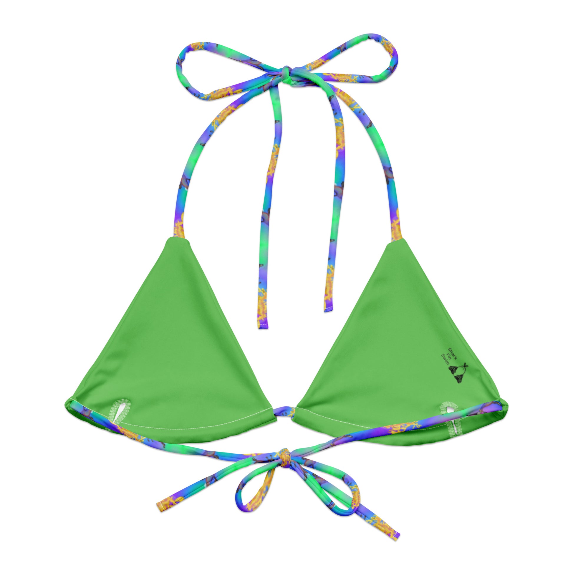 Purple and green string bikini top with sea dragon 