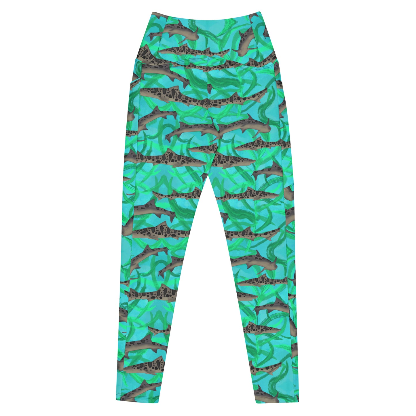 Green and blue leopard Shark leggings 
