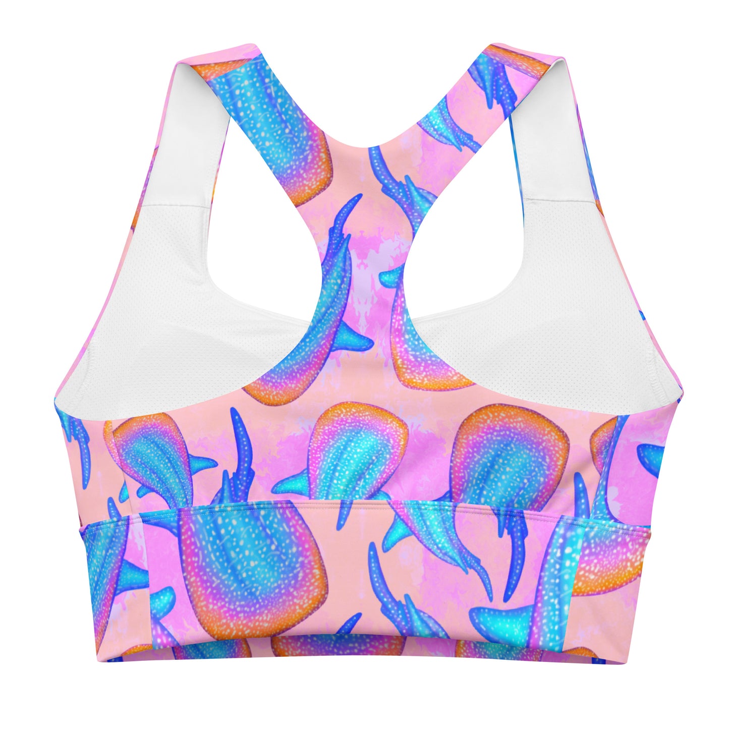 Pink sports bra with rainbow whale sharks 