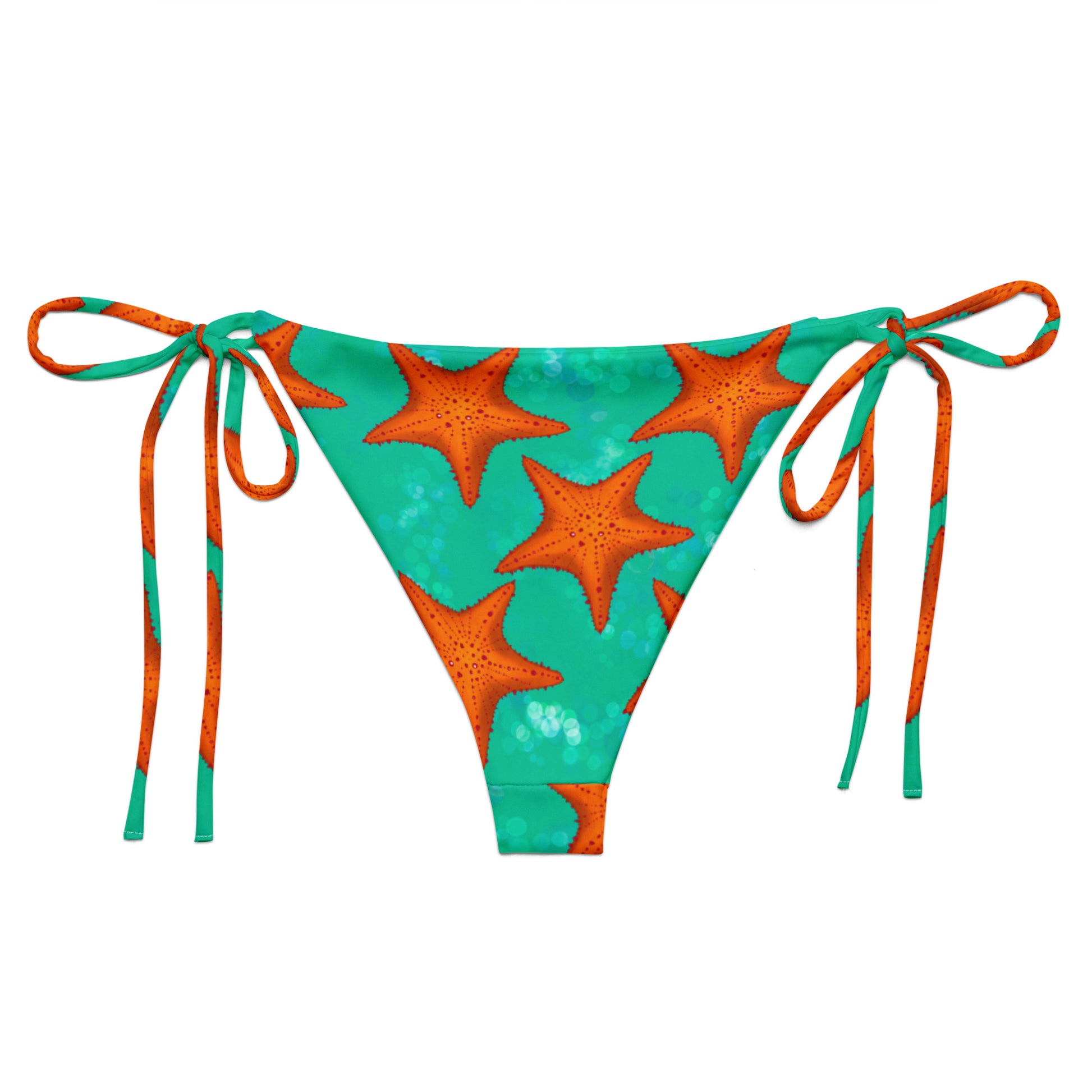 Bikini bottom with starfish pattern on a white background