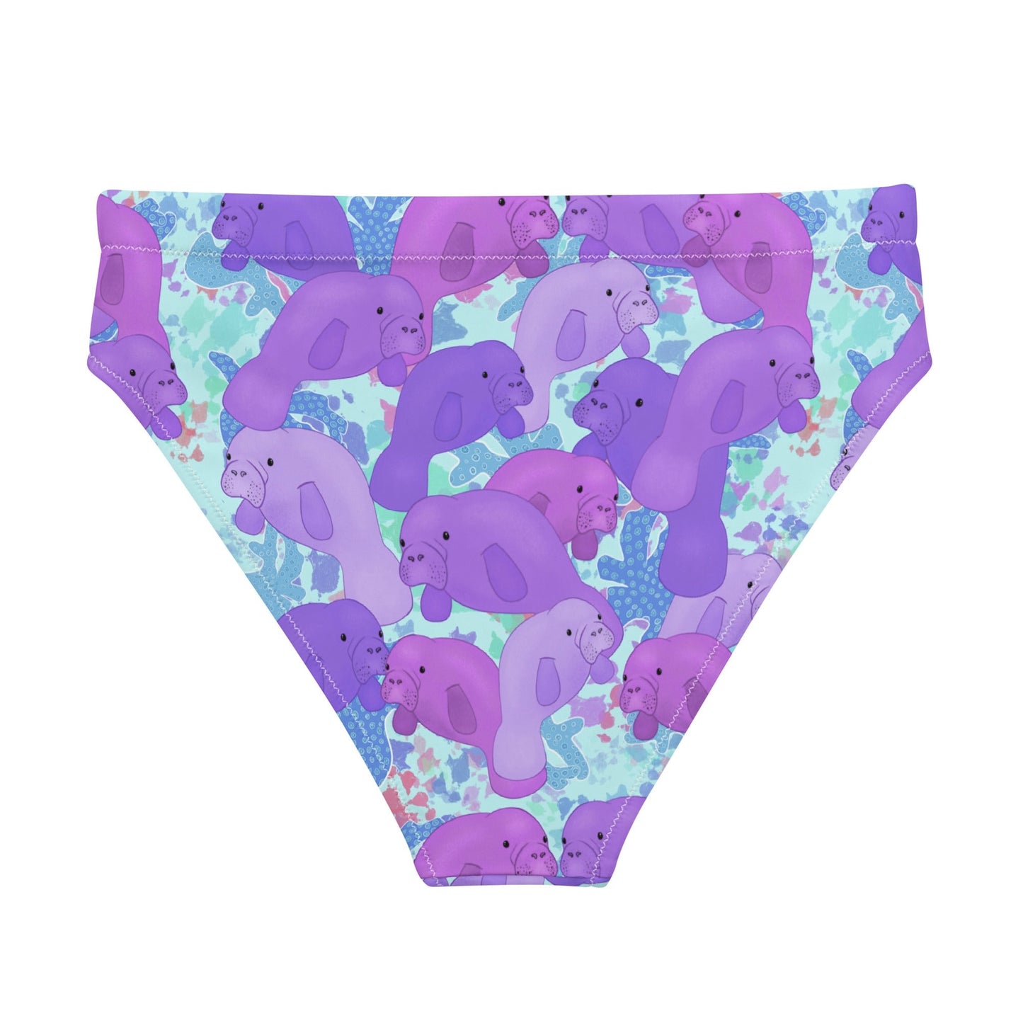 Purple manatee high waisted bikini bottoms