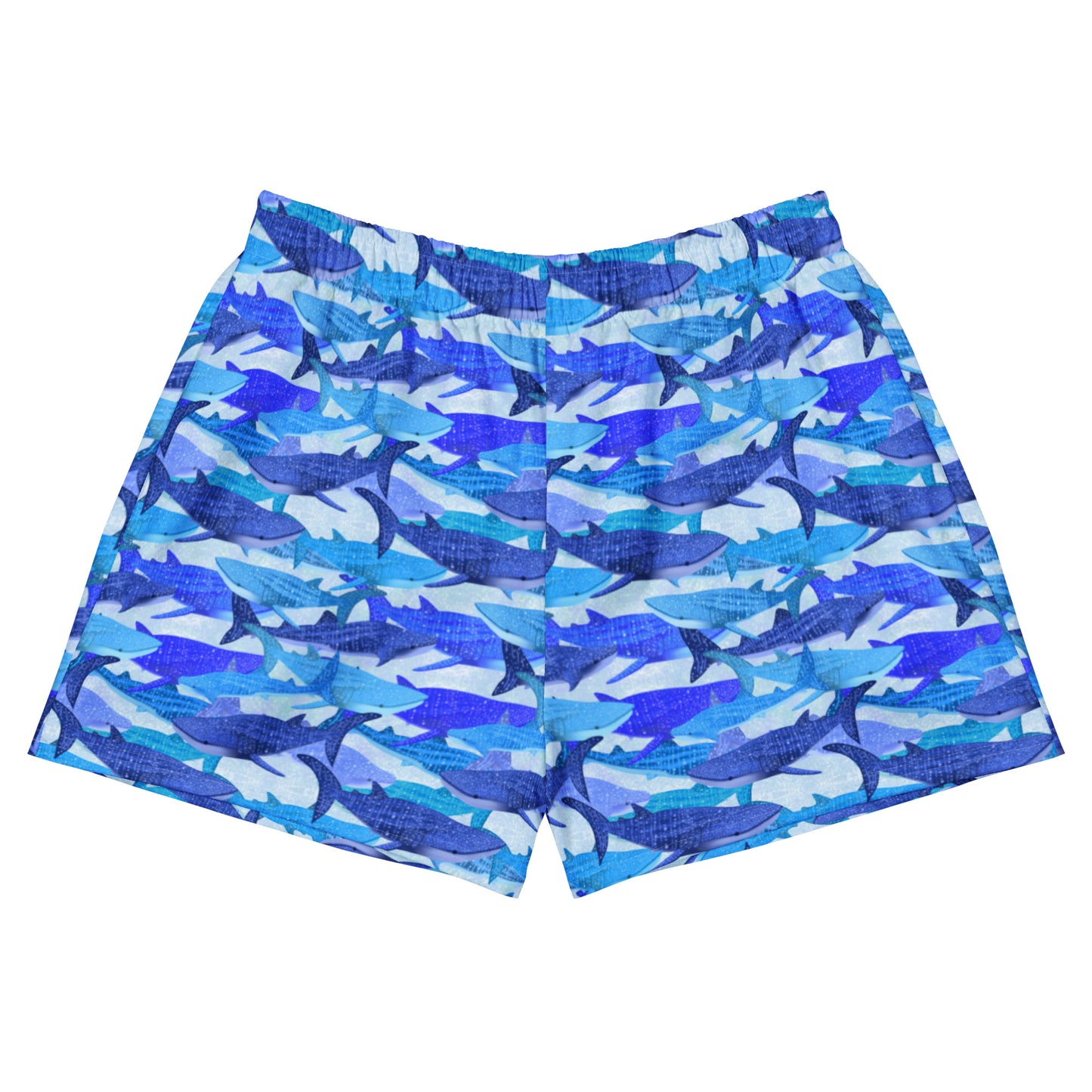Blue glitter whale sharks eco unisex shorts 