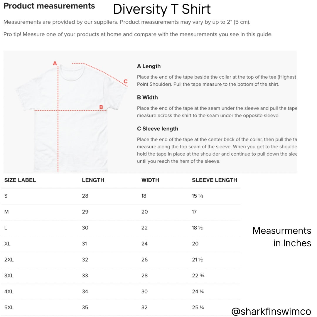 Product measurement guide in inches 