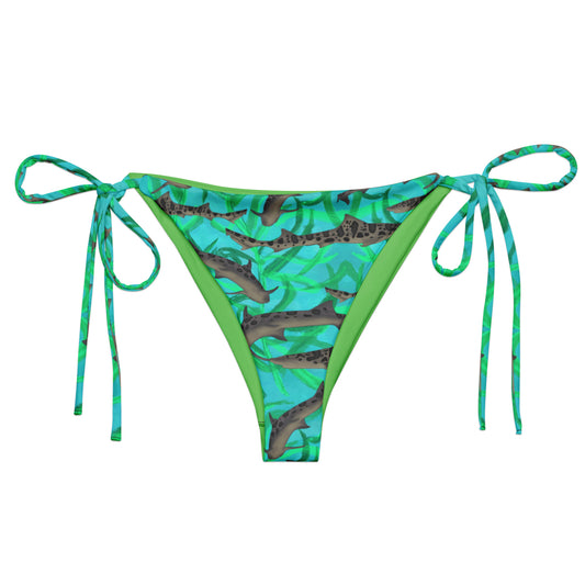 Green and blue string bikini bottom with leopard sharks 