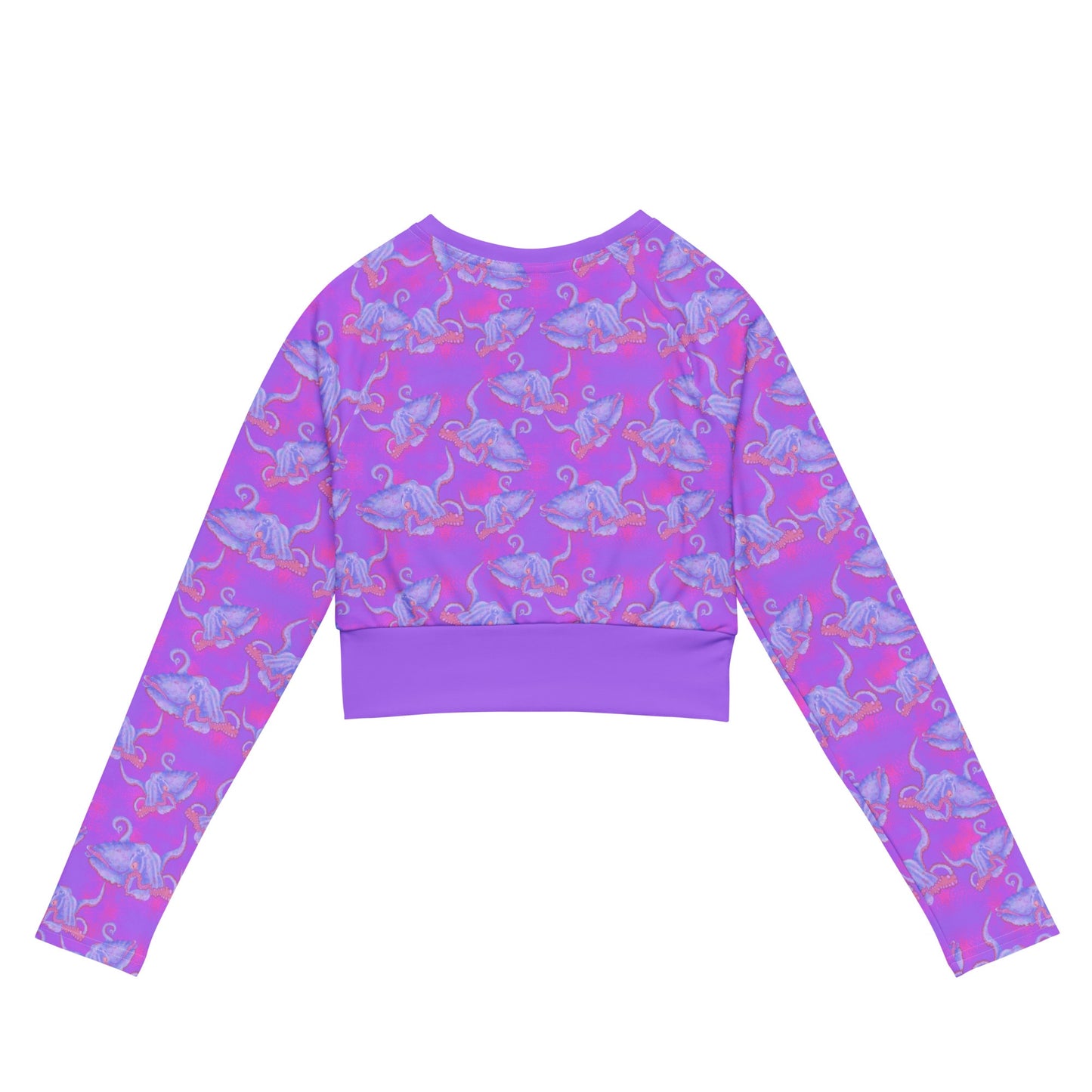 Purple and hot pink colorful octopus cropped eco rashguard 