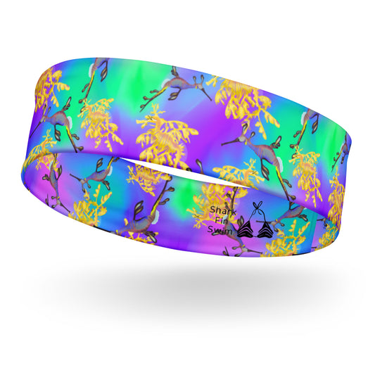 Green and purple sea dragon dive headband
