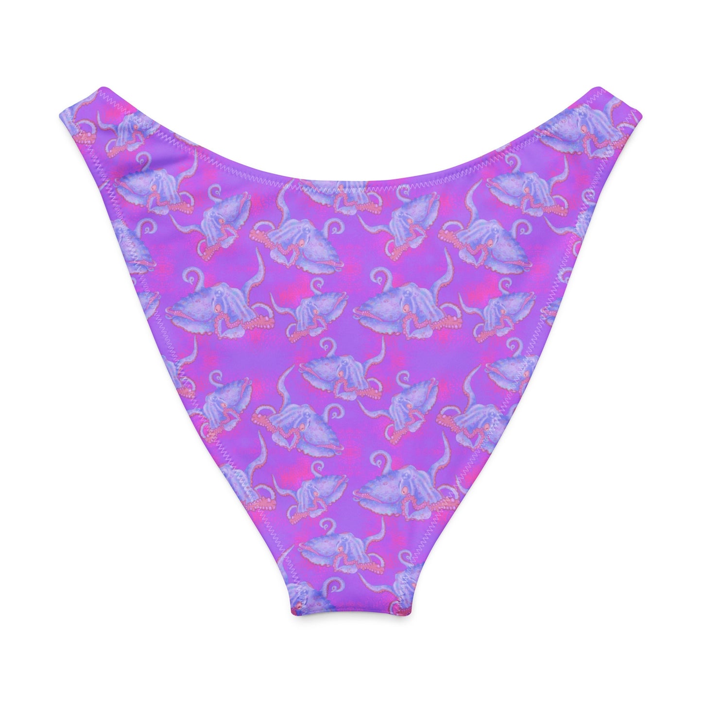 Purple and hot pink colorful octopus eco high cut bikini bottom 