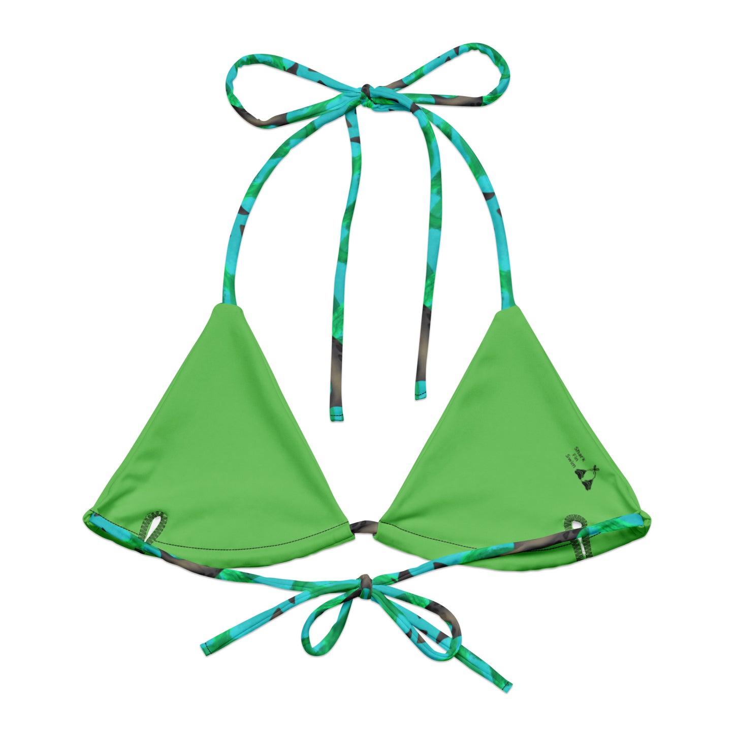 Blue and green leopard Shark string bikini top 