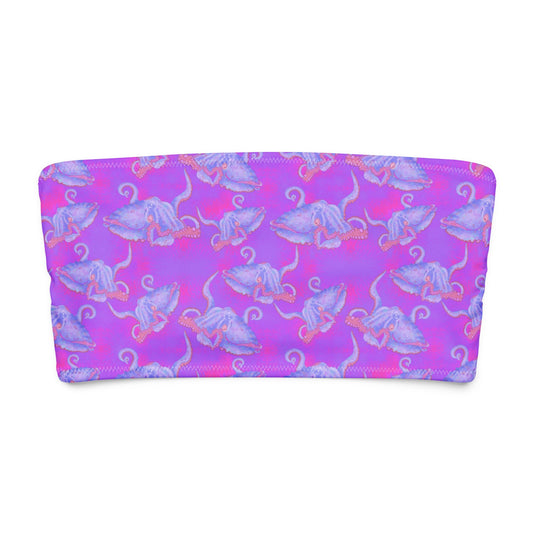 Purple and hot pink colorful octopus eco bandeau bikini top