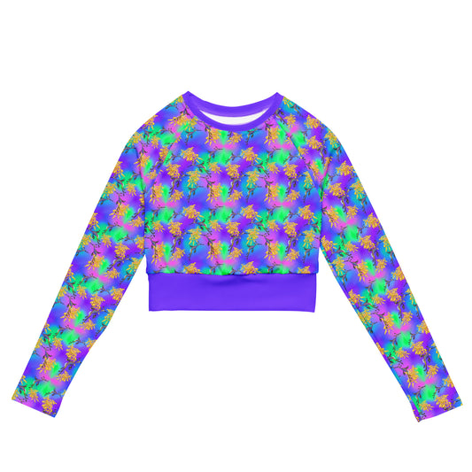 Green and purple cropped Rashguard with sea dragons 