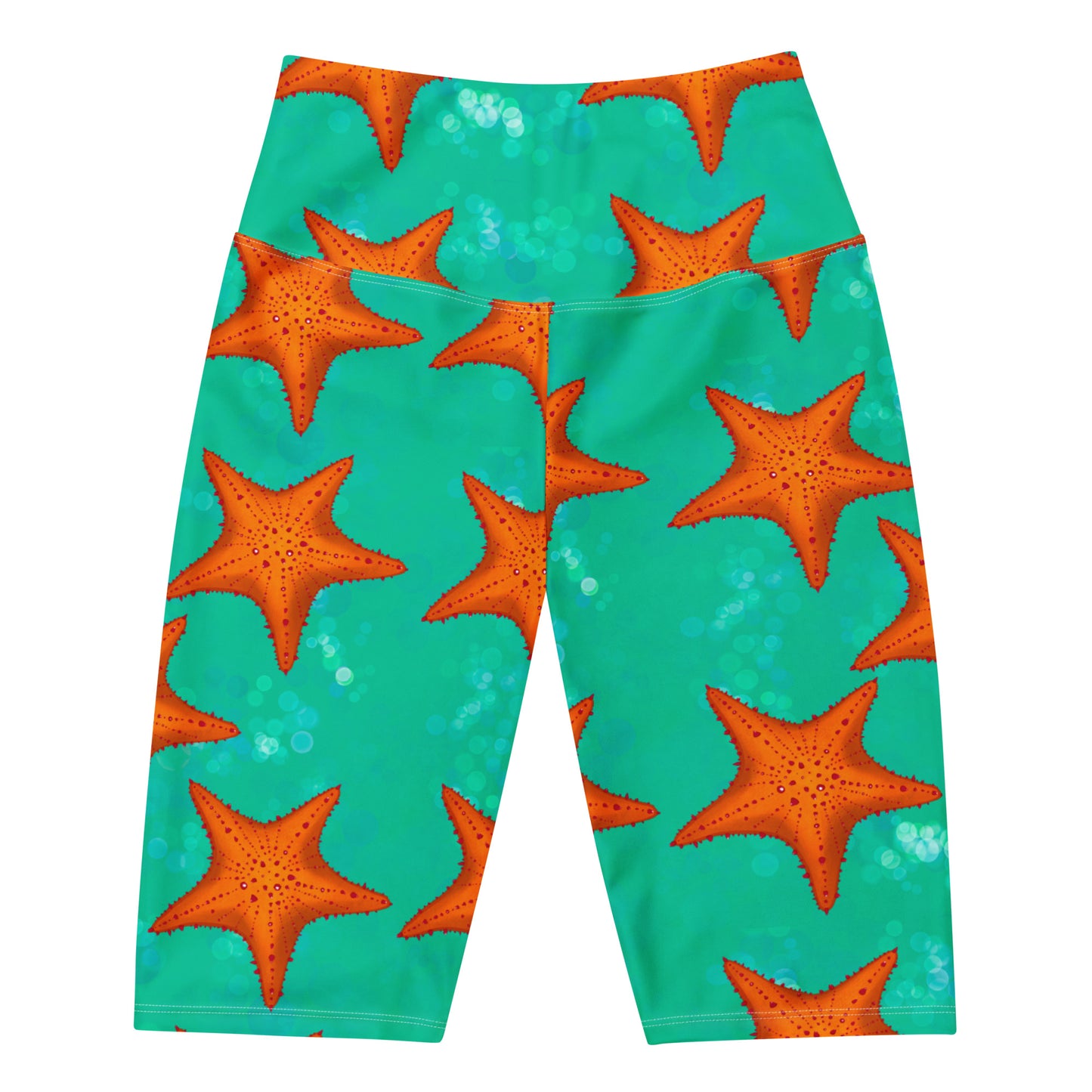 Green/teal bike shorts with orange starfish 