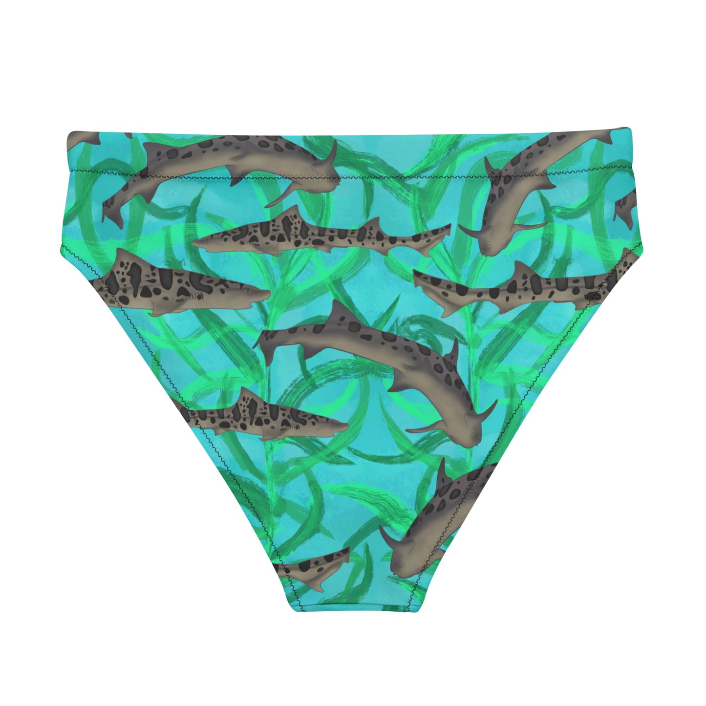 Leopard Shark teal and green high waisted bikini bottoms 
