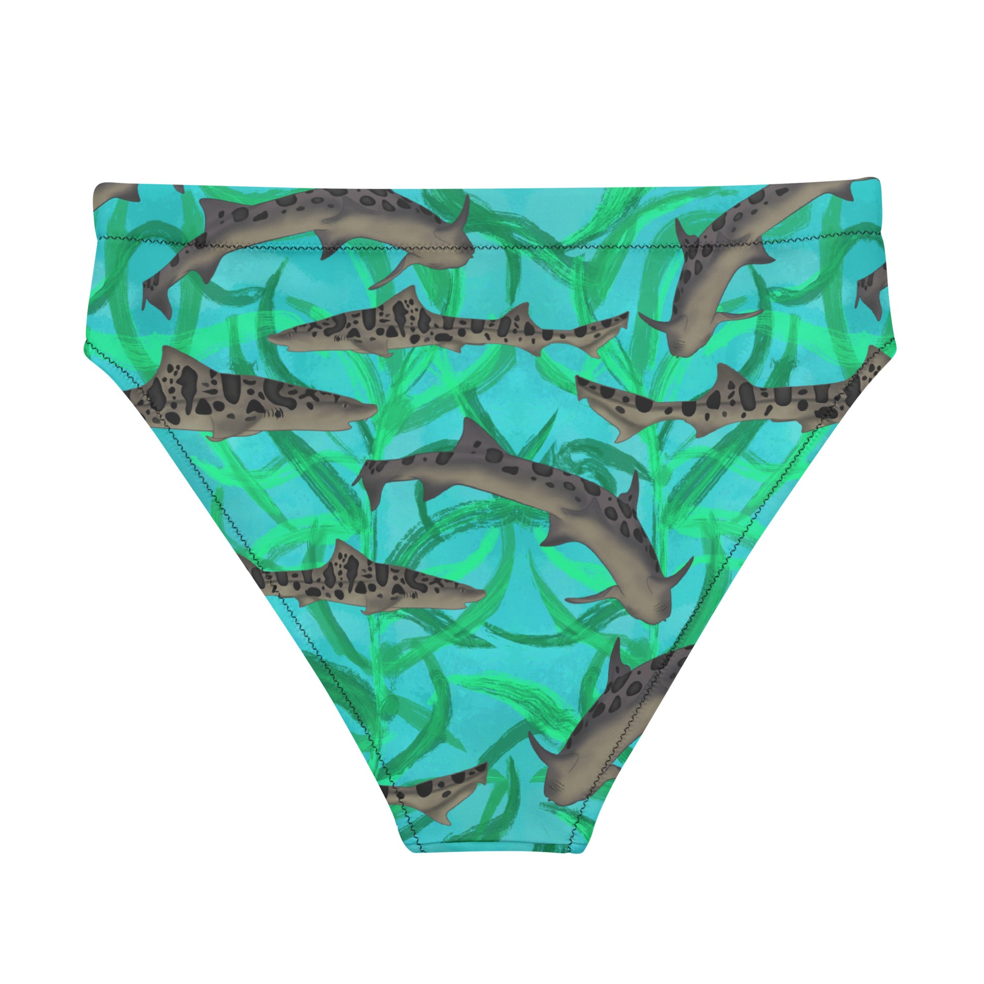Leopard Shark teal and green high waisted bikini bottoms 