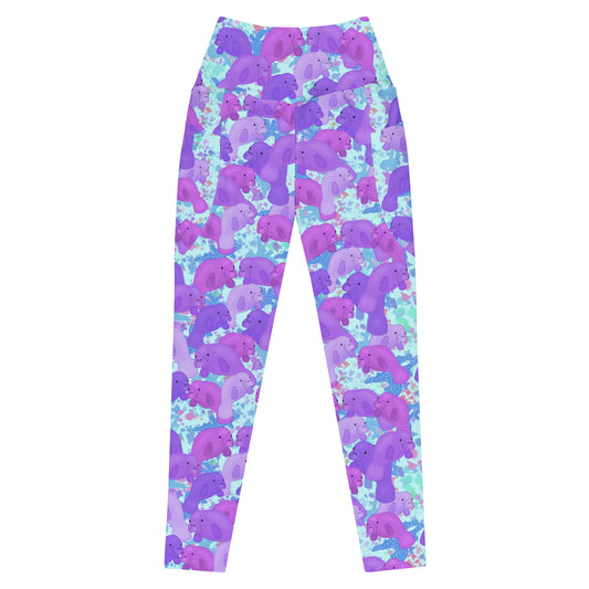 Purple and blue Manatee print dive leggings 