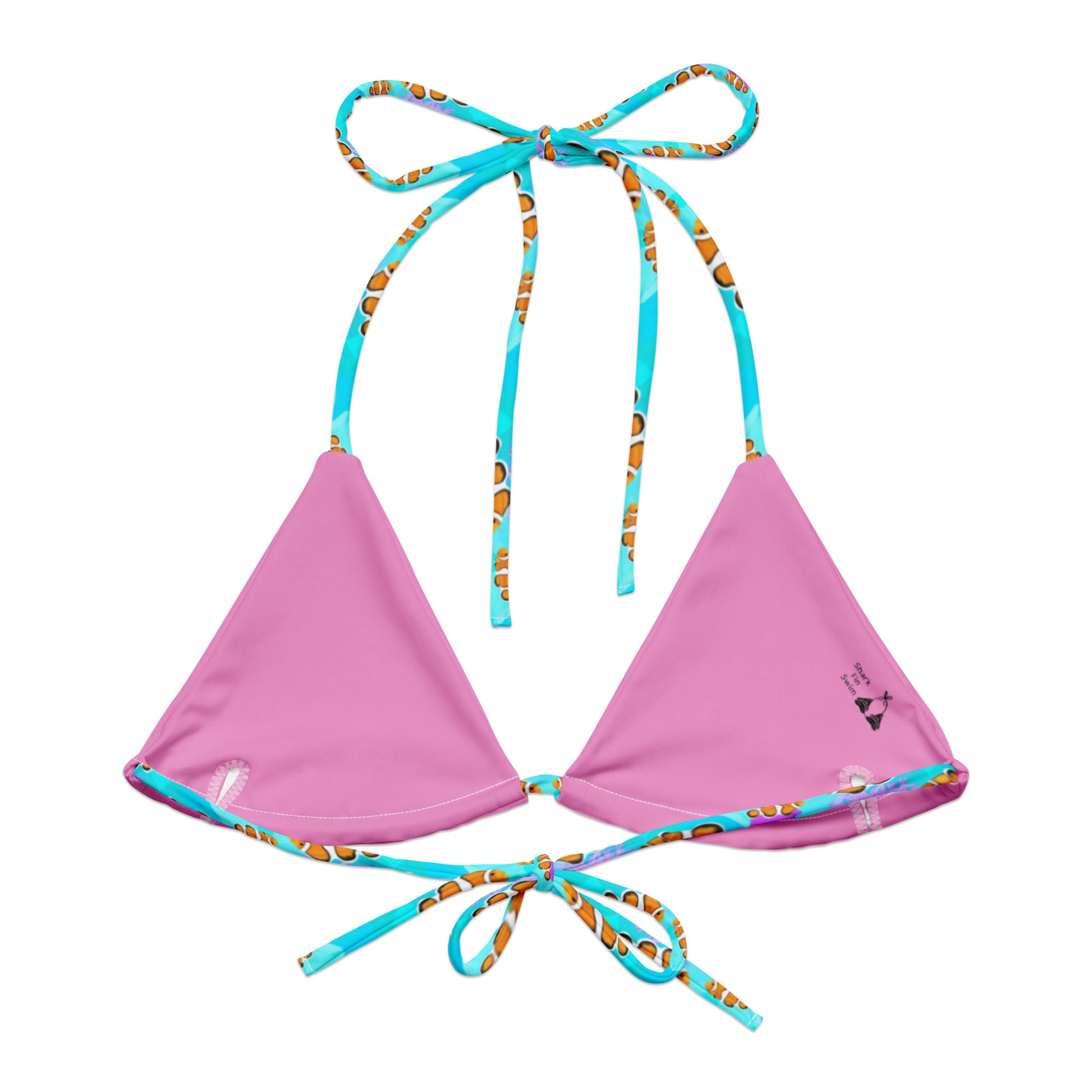 Blue string bikini with clownfish and pink anemones 
